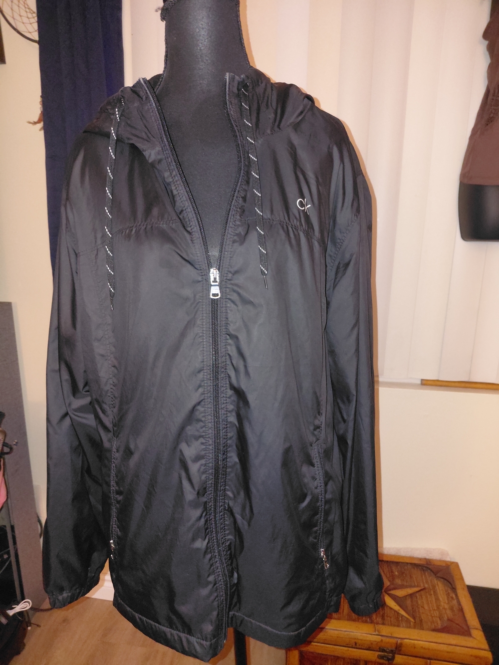 Calvin Klein Black Hooded Windbreaker with Subtle CK Logo